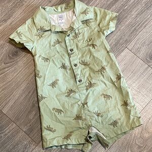 Carter’s Light Green Dinosaur Button Down Romper
